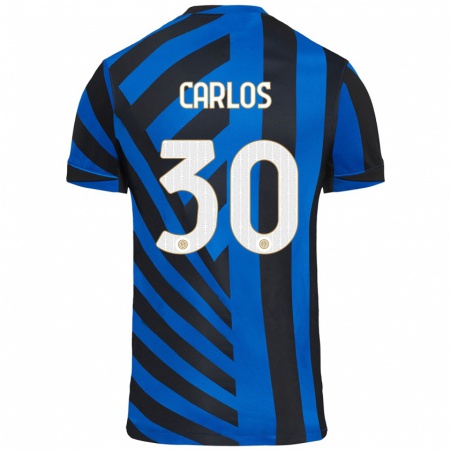 Kandiny Niño Camiseta Carlos Augusto #30 Azul Negro 1ª Equipación 2024/25 La Camisa Chile