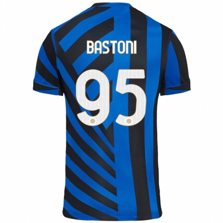 Kandiny Niño Camiseta Alessandro Bastoni #95 Azul Negro 1ª Equipación 2024/25 La Camisa Chile