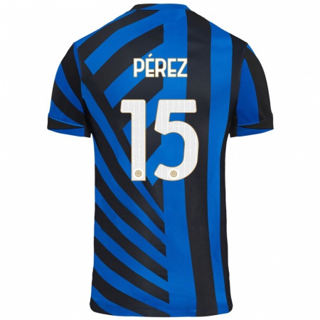 Kandiny Niño Camiseta Álex Pérez #15 Azul Negro 1ª Equipación 2024/25 La Camisa Chile