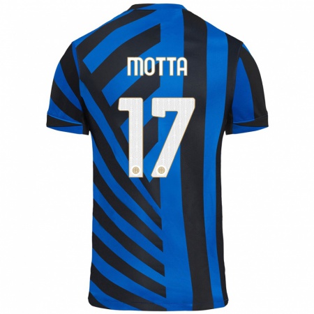 Kandiny Niño Camiseta Matteo Motta #17 Azul Negro 1ª Equipación 2024/25 La Camisa Chile