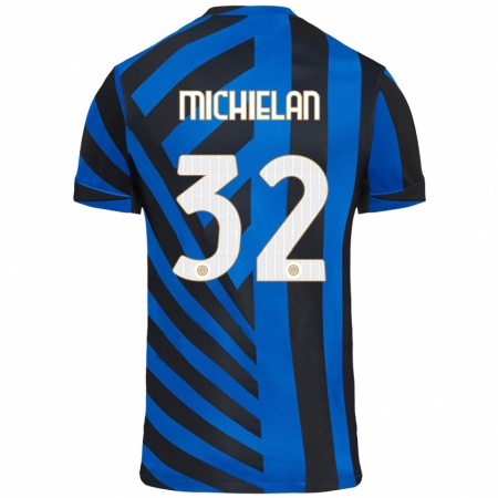 Kandiny Niño Camiseta Mattia Michielan #32 Azul Negro 1ª Equipación 2024/25 La Camisa Chile