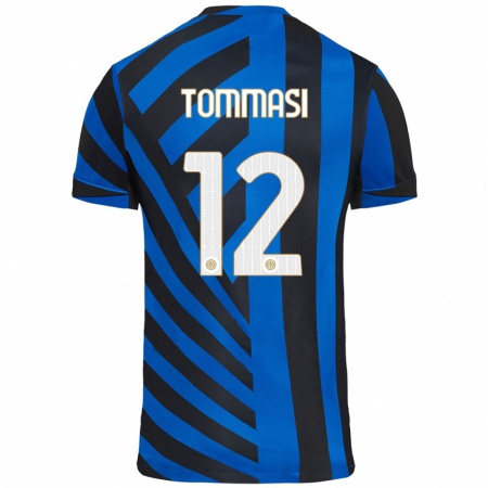 Kandiny Niño Camiseta Francesco Tommasi #12 Azul Negro 1ª Equipación 2024/25 La Camisa Chile