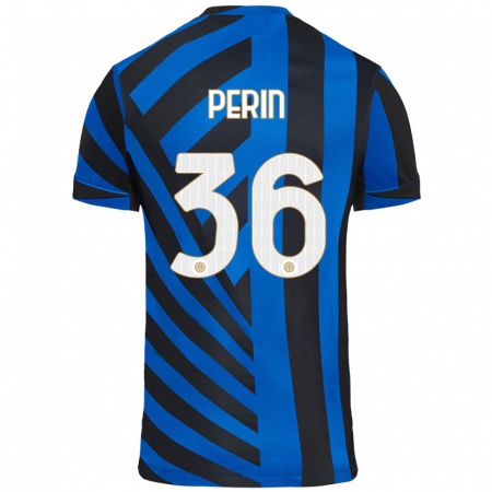 Kandiny Niño Camiseta Nicolo Perin #36 Azul Negro 1ª Equipación 2024/25 La Camisa Chile