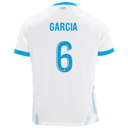 Kandiny Niño Camiseta Ulisses Garcia #6 Blanco Azul Cielo 1ª Equipación 2024/25 La Camisa Chile