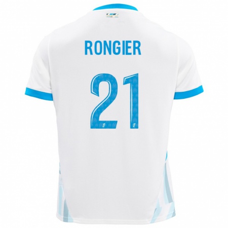 Kandiny Niño Camiseta Valentin Rongier #21 Blanco Azul Cielo 1ª Equipación 2024/25 La Camisa Chile