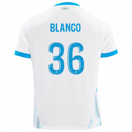 Kandiny Niño Camiseta Rubén Blanco #36 Blanco Azul Cielo 1ª Equipación 2024/25 La Camisa Chile