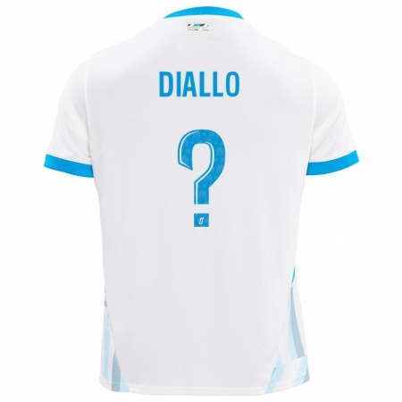 Kandiny Niño Camiseta Mouhamed Diallo #0 Blanco Azul Cielo 1ª Equipación 2024/25 La Camisa Chile