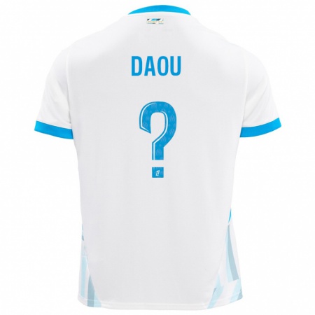 Kandiny Niño Camiseta Raimane Daou #0 Blanco Azul Cielo 1ª Equipación 2024/25 La Camisa Chile