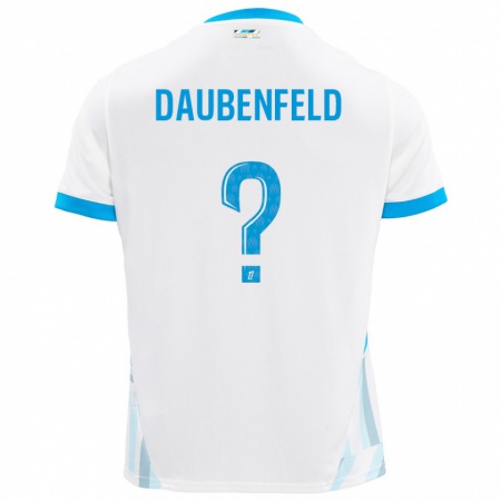 Kandiny Niño Camiseta Lucas Daubenfeld #0 Blanco Azul Cielo 1ª Equipación 2024/25 La Camisa Chile