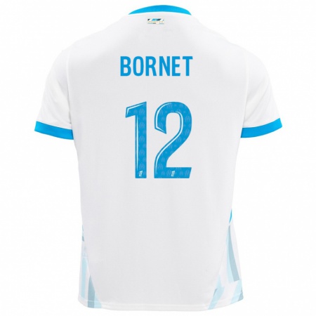 Kandiny Niño Camiseta Camille Bornet #12 Blanco Azul Cielo 1ª Equipación 2024/25 La Camisa Chile