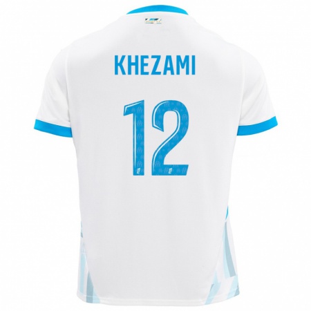 Kandiny Niño Camiseta Roselène Khezami #12 Blanco Azul Cielo 1ª Equipación 2024/25 La Camisa Chile