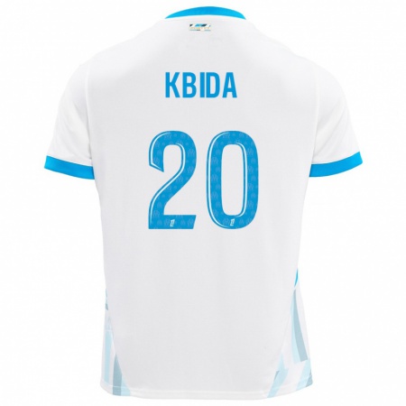 Kandiny Niño Camiseta Inès Kbida #20 Blanco Azul Cielo 1ª Equipación 2024/25 La Camisa Chile