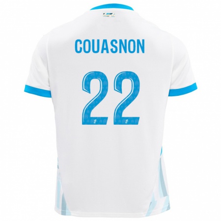 Kandiny Niño Camiseta Roxane Couasnon #22 Blanco Azul Cielo 1ª Equipación 2024/25 La Camisa Chile