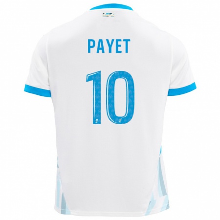 Kandiny Niño Camiseta Dimitri Payet #10 Blanco Azul Cielo 1ª Equipación 2024/25 La Camisa Chile