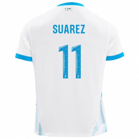 Kandiny Niño Camiseta Luis Suarez #11 Blanco Azul Cielo 1ª Equipación 2024/25 La Camisa Chile