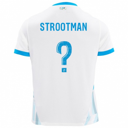 Kandiny Niño Camiseta Kevin Strootman #0 Blanco Azul Cielo 1ª Equipación 2024/25 La Camisa Chile