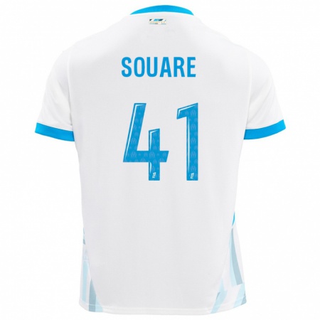 Kandiny Niño Camiseta Cheick Souare #41 Blanco Azul Cielo 1ª Equipación 2024/25 La Camisa Chile