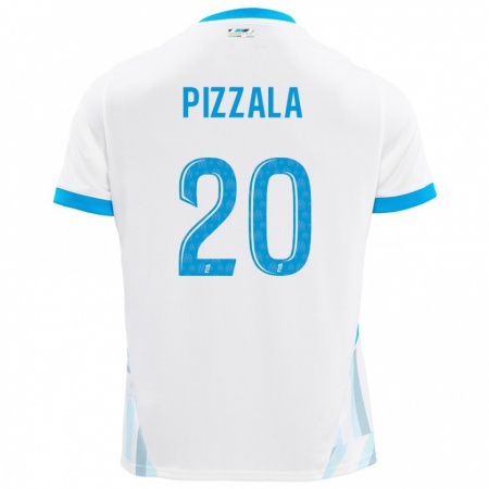 Kandiny Niño Camiseta Caroline Pizzala #20 Blanco Azul Cielo 1ª Equipación 2024/25 La Camisa Chile