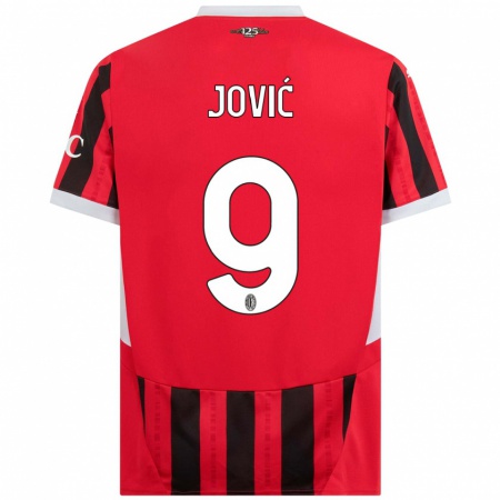 Kandiny Niño Camiseta Luka Jović #9 Rojo Negro 1ª Equipación 2024/25 La Camisa Chile