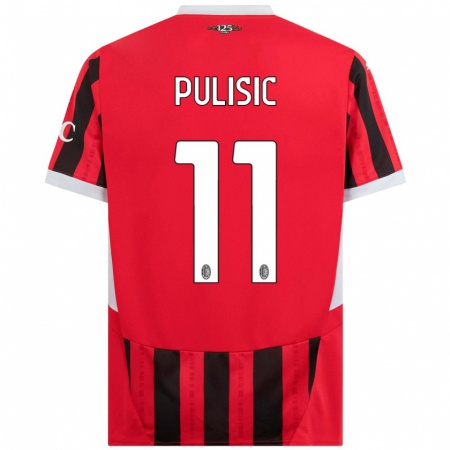 Kandiny Niño Camiseta Christian Pulisic #11 Rojo Negro 1ª Equipación 2024/25 La Camisa Chile