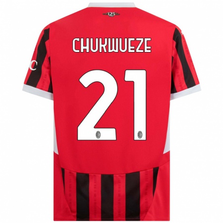 Kandiny Niño Camiseta Samuel Chukwueze #21 Rojo Negro 1ª Equipación 2024/25 La Camisa Chile