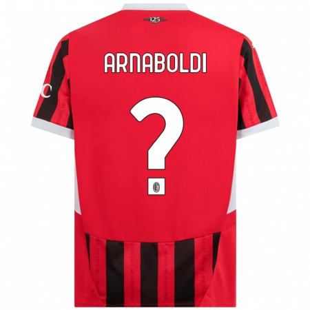 Kandiny Niño Camiseta Pietro Arnaboldi #0 Rojo Negro 1ª Equipación 2024/25 La Camisa Chile