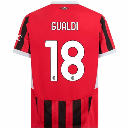 Kandiny Niño Camiseta Andrea Gualdi #18 Rojo Negro 1ª Equipación 2024/25 La Camisa Chile