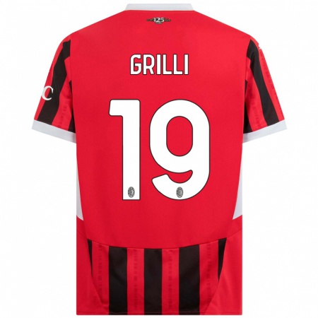 Kandiny Niño Camiseta Lorenzo Grilli #19 Rojo Negro 1ª Equipación 2024/25 La Camisa Chile