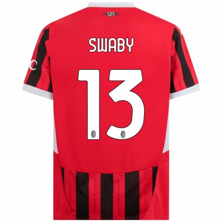 Kandiny Niño Camiseta Allyson Swaby #13 Rojo Negro 1ª Equipación 2024/25 La Camisa Chile