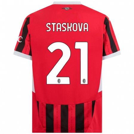 Kandiny Niño Camiseta Andrea Stašková #21 Rojo Negro 1ª Equipación 2024/25 La Camisa Chile