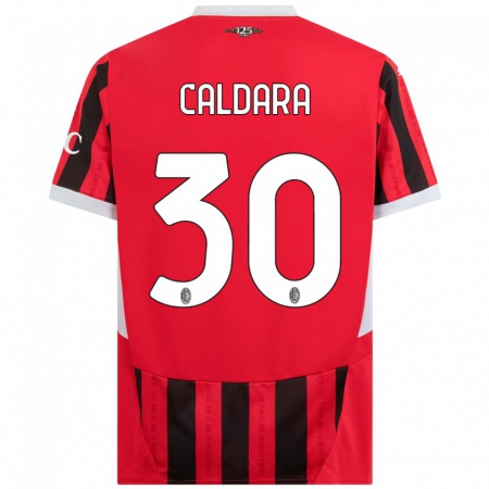 Kandiny Niño Camiseta Mattia Caldara #30 Rojo Negro 1ª Equipación 2024/25 La Camisa Chile