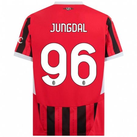 Kandiny Niño Camiseta Andreas Jungdal #96 Rojo Negro 1ª Equipación 2024/25 La Camisa Chile