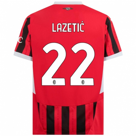 Kandiny Niño Camiseta Marko Lazetic #22 Rojo Negro 1ª Equipación 2024/25 La Camisa Chile