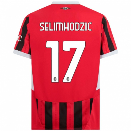 Kandiny Niño Camiseta Noa Selimhodzic #17 Rojo Negro 1ª Equipación 2024/25 La Camisa Chile