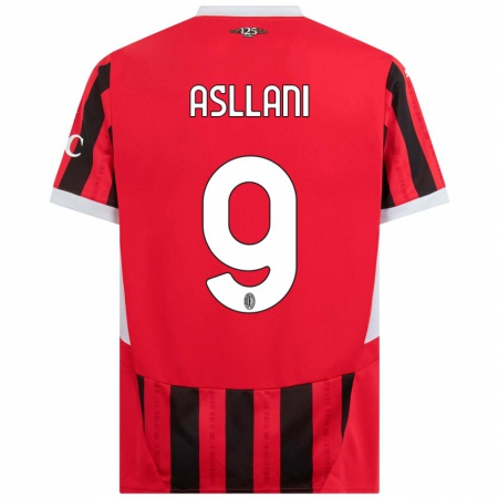 Kandiny Niño Camiseta Kosovare Asllani #9 Rojo Negro 1ª Equipación 2024/25 La Camisa Chile