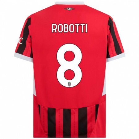 Kandiny Niño Camiseta Giovanni Robotti #8 Rojo Negro 1ª Equipación 2024/25 La Camisa Chile