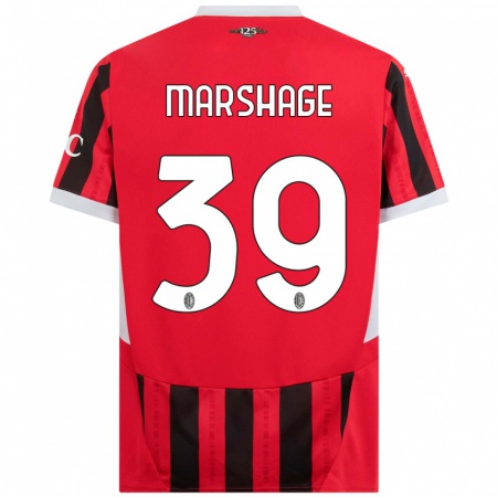 Kandiny Niño Camiseta Wilgot Marshage #39 Rojo Negro 1ª Equipación 2024/25 La Camisa Chile