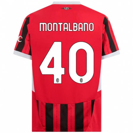 Kandiny Niño Camiseta Nicolo Montalbano #40 Rojo Negro 1ª Equipación 2024/25 La Camisa Chile