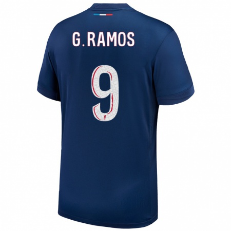 Kandiny Niño Camiseta Gonçalo Ramos #9 Azul Marino Blanco 1ª Equipación 2024/25 La Camisa Chile