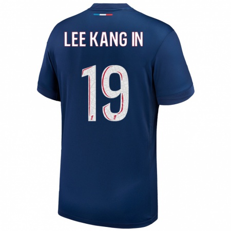 Kandiny Niño Camiseta Kang-In Lee #19 Azul Marino Blanco 1ª Equipación 2024/25 La Camisa Chile