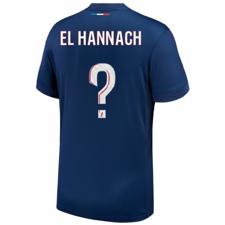 Kandiny Niño Camiseta Younes El Hannach #0 Azul Marino Blanco 1ª Equipación 2024/25 La Camisa Chile