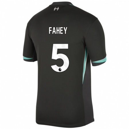 Kandiny Niño Camiseta Niamh Fahey #5 Negro Antracita Blanco 2ª Equipación 2024/25 La Camisa Chile