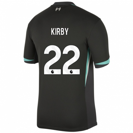 Kandiny Niño Camiseta Faye Kirby #22 Negro Antracita Blanco 2ª Equipación 2024/25 La Camisa Chile