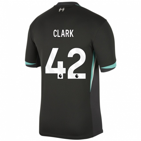 Kandiny Niño Camiseta Bobby Clark #42 Negro Antracita Blanco 2ª Equipación 2024/25 La Camisa Chile