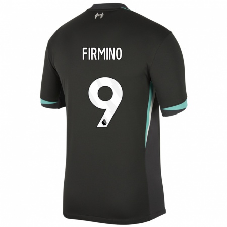 Kandiny Niño Camiseta Roberto Firmino #9 Negro Antracita Blanco 2ª Equipación 2024/25 La Camisa Chile