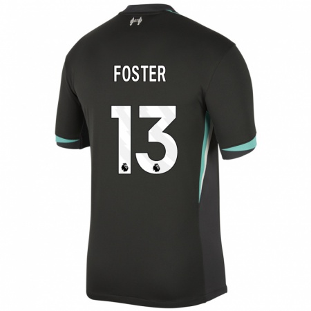 Kandiny Niño Camiseta Rylee Foster #13 Negro Antracita Blanco 2ª Equipación 2024/25 La Camisa Chile