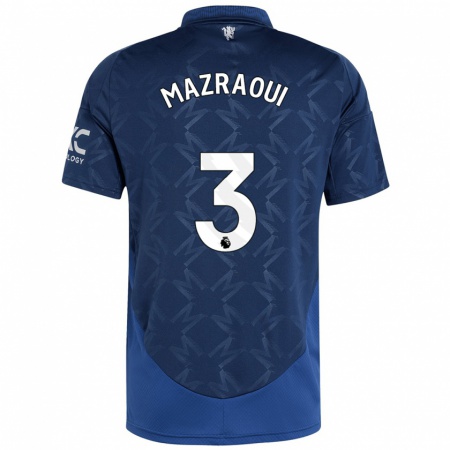 Kandiny Niño Camiseta Noussair Mazraoui #3 Índigo 2ª Equipación 2024/25 La Camisa Chile