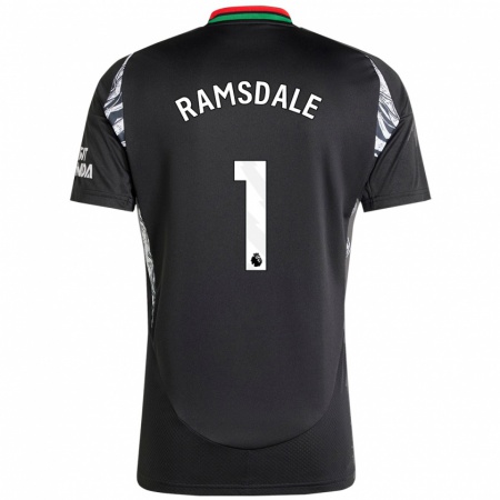 Kandiny Niño Camiseta Aaron Ramsdale #1 Negro 2ª Equipación 2024/25 La Camisa Chile