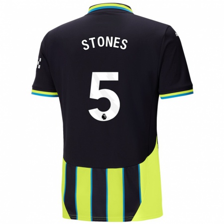 Kandiny Niño Camiseta John Stones #5 Azul Amarillo 2ª Equipación 2024/25 La Camisa Chile