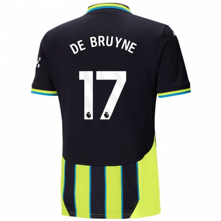 Kandiny Niño Camiseta Kevin De Bruyne #17 Azul Amarillo 2ª Equipación 2024/25 La Camisa Chile